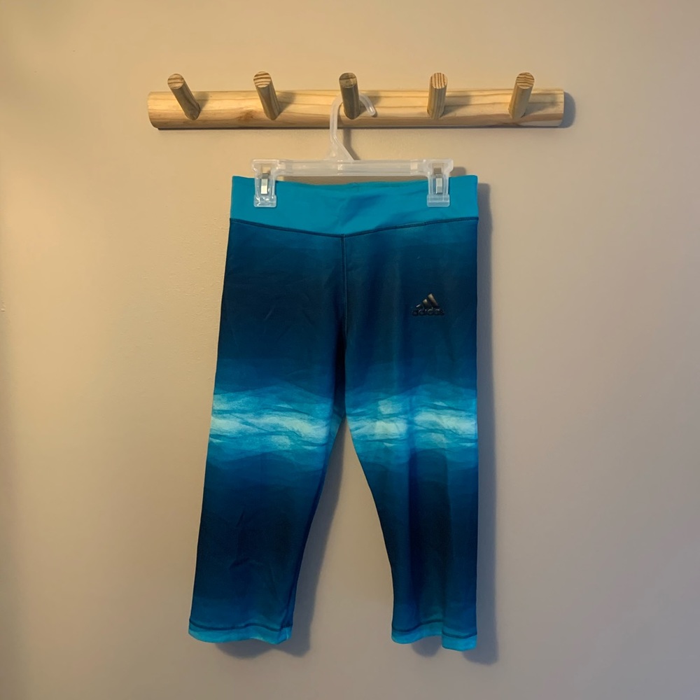 Girls Blue adidas Capri Pants